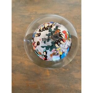 Vintage Glass Paperweight Asian Figures Scene